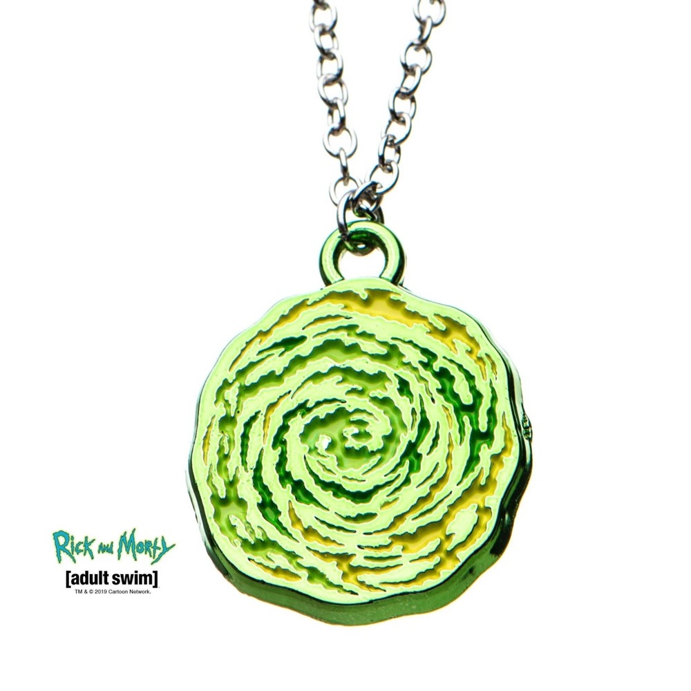 Rick and Morty™  Portal Necklace – Stainless Steel, 18” + 3” Extender